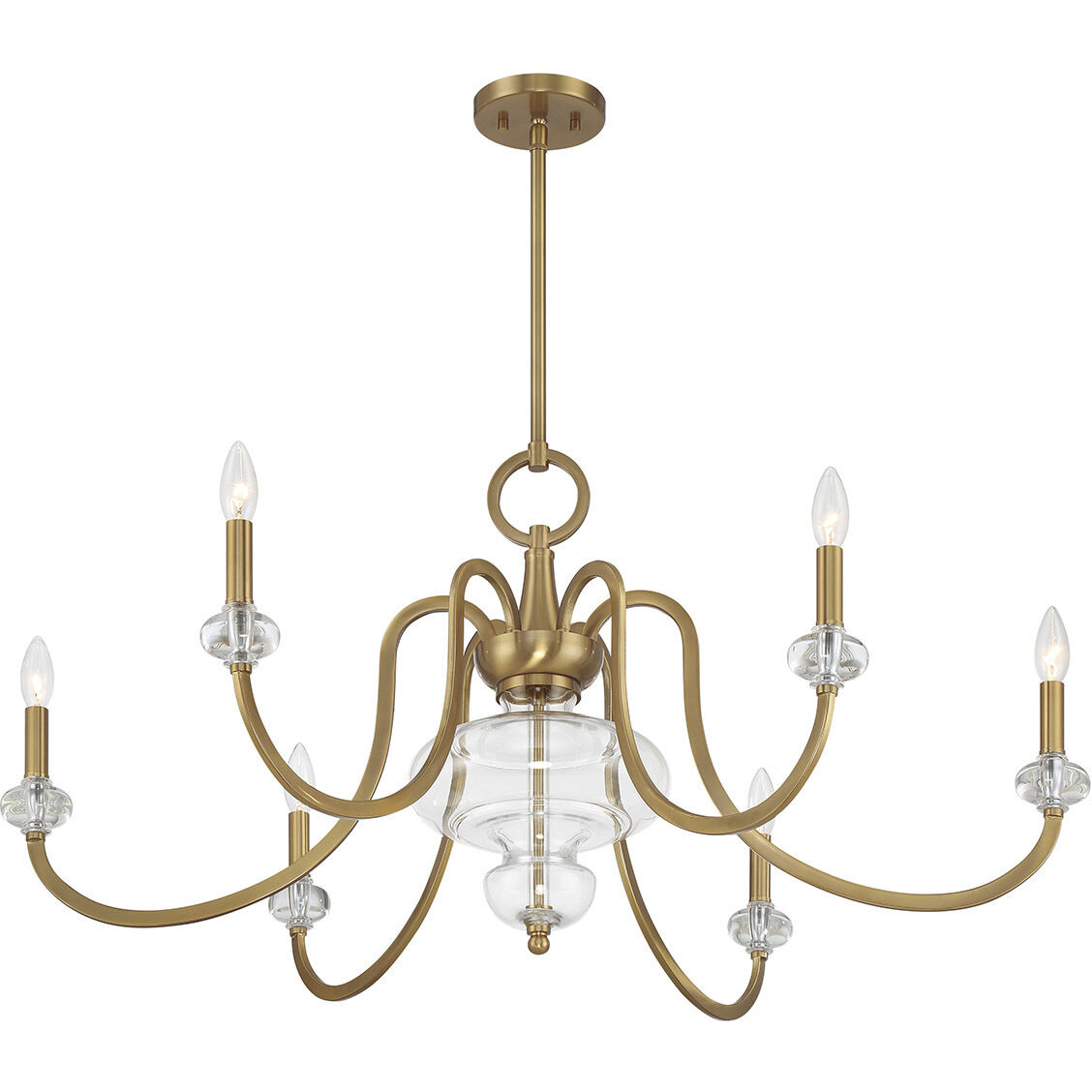 Bergdorf 6 Light 39 inch Warm Brass Chandelier Ceiling Light