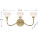 Florena 3 Light 22 inch Noble Brass Bathroom Vanity Light Wall Light