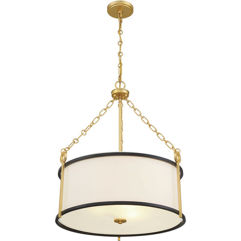 Kian 3 Light 22 inch Matte Black with True Gold Pendant Ceiling Light