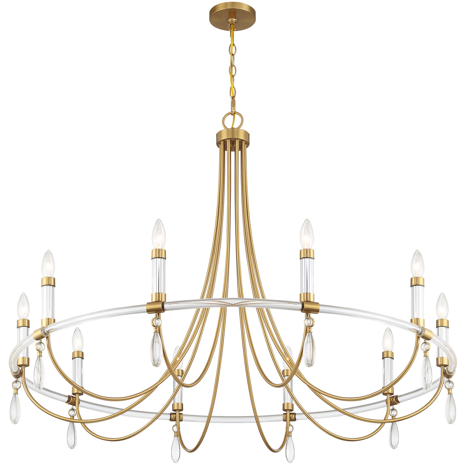 Mayfair 10 Light 45 inch Warm Brass with Chrome Accents Chandelier Ceiling Light