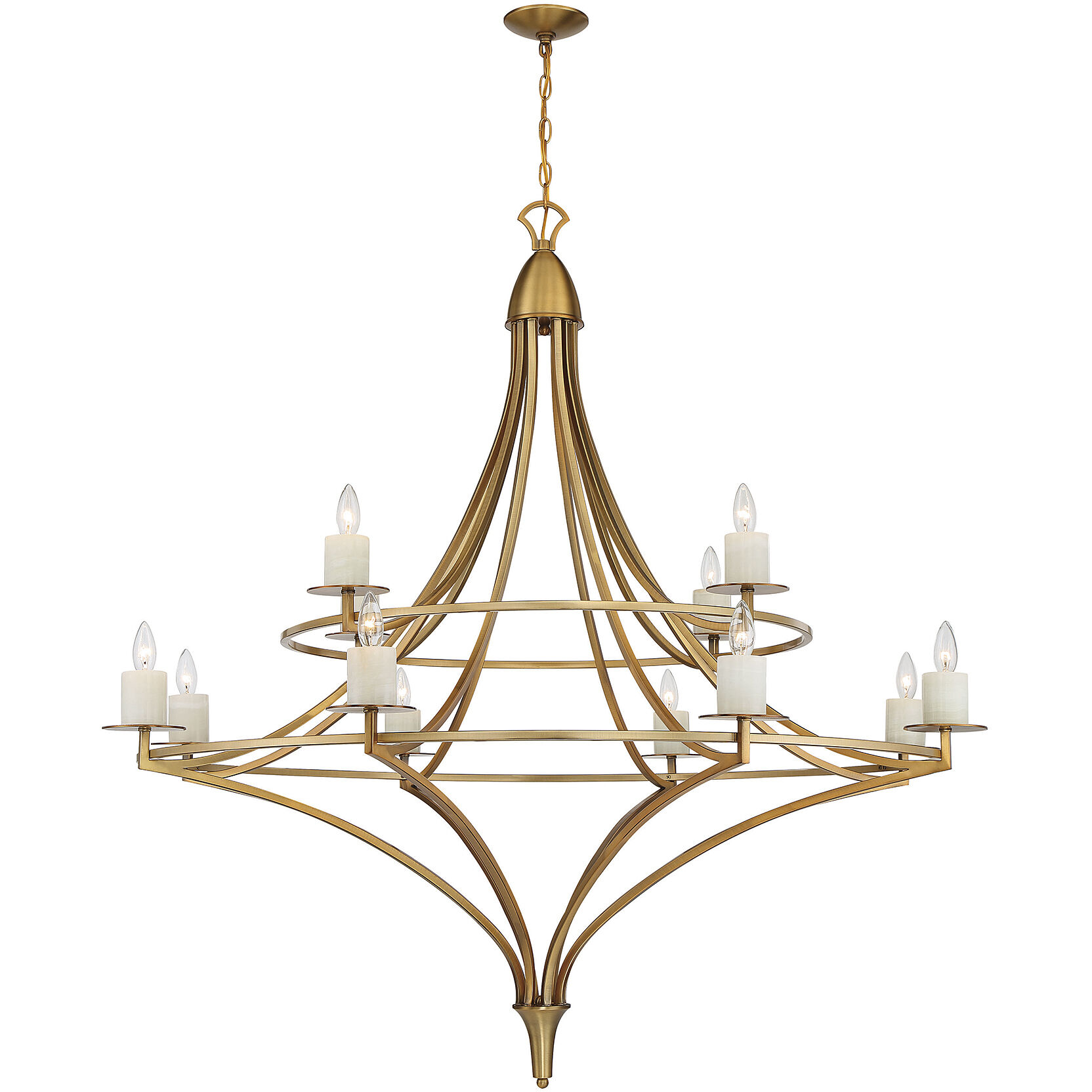 Director 12 Light 50 inch Warm Brass Chandelier Ceiling Light