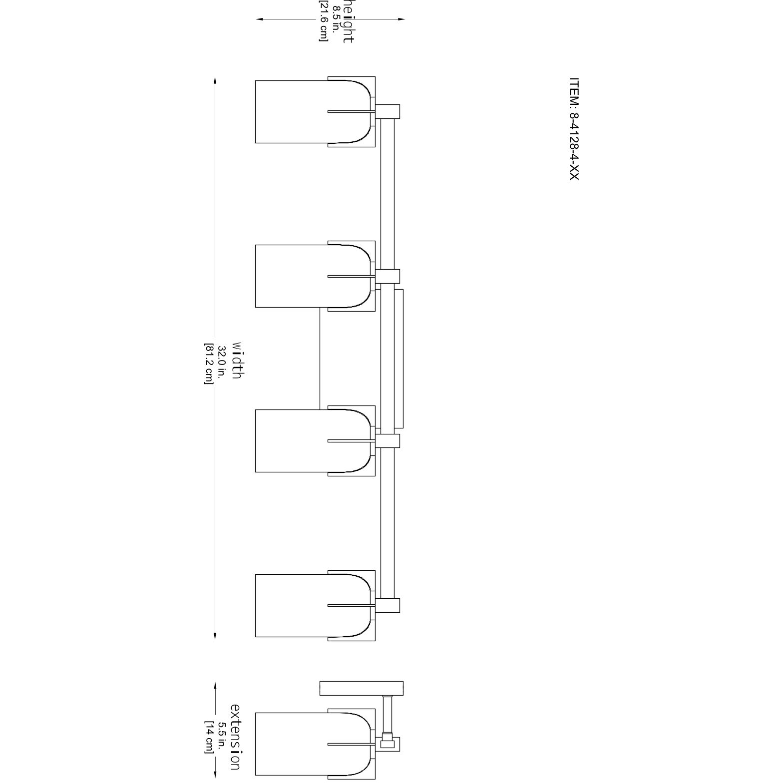 Caldwell 4 Light 32 inch Black Bathroom Vanity Light Wall Light