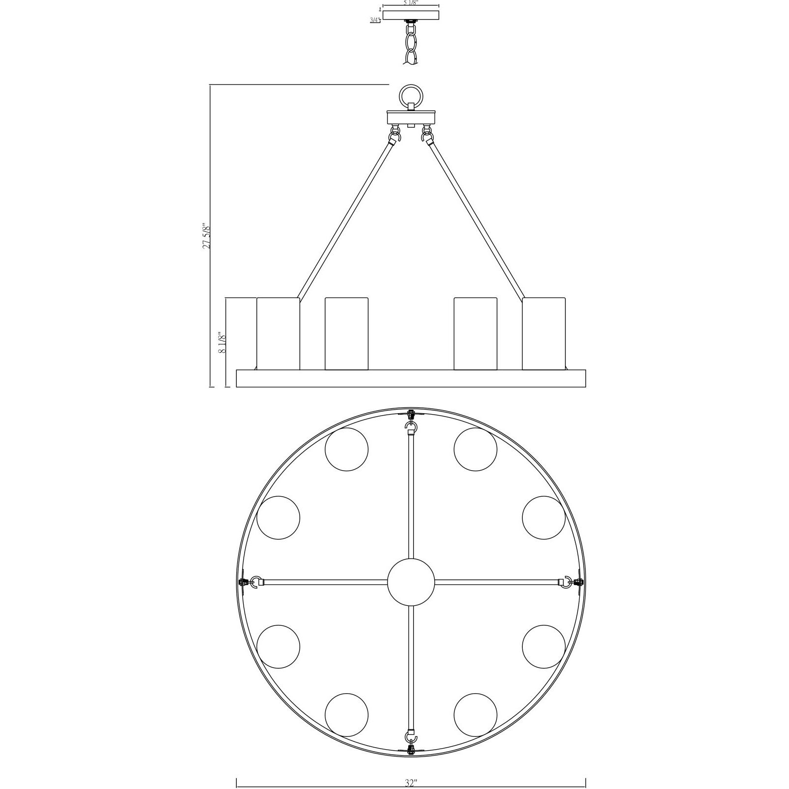 Inman 8 Light 32 inch English Bronze Outdoor Chandelier