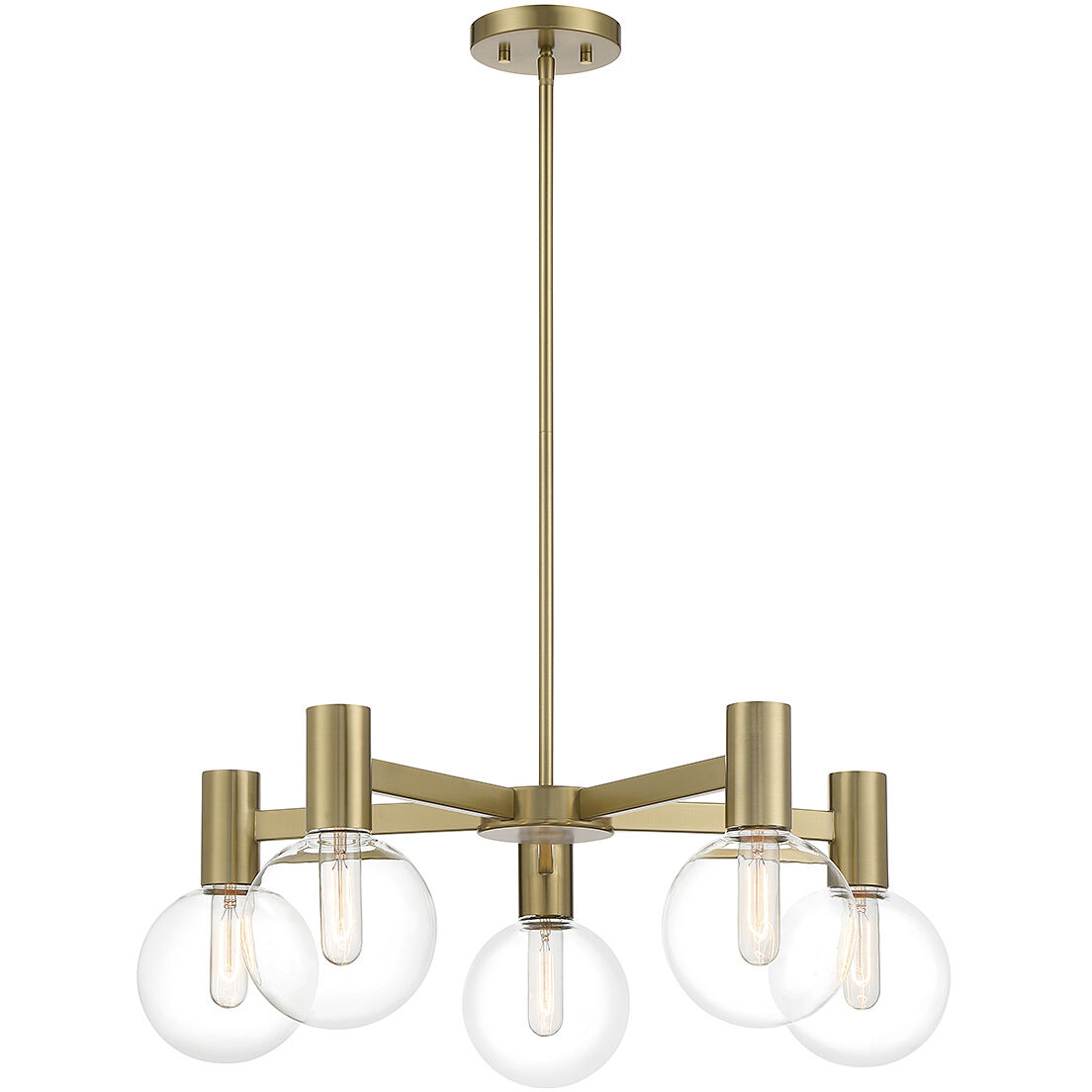 Wright 5 Light 28 inch Warm Brass Chandelier Ceiling Light