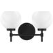 Hannah 2 Light 16 inch Matte Black Bathroom Vanity Light Wall Light, Lighting One