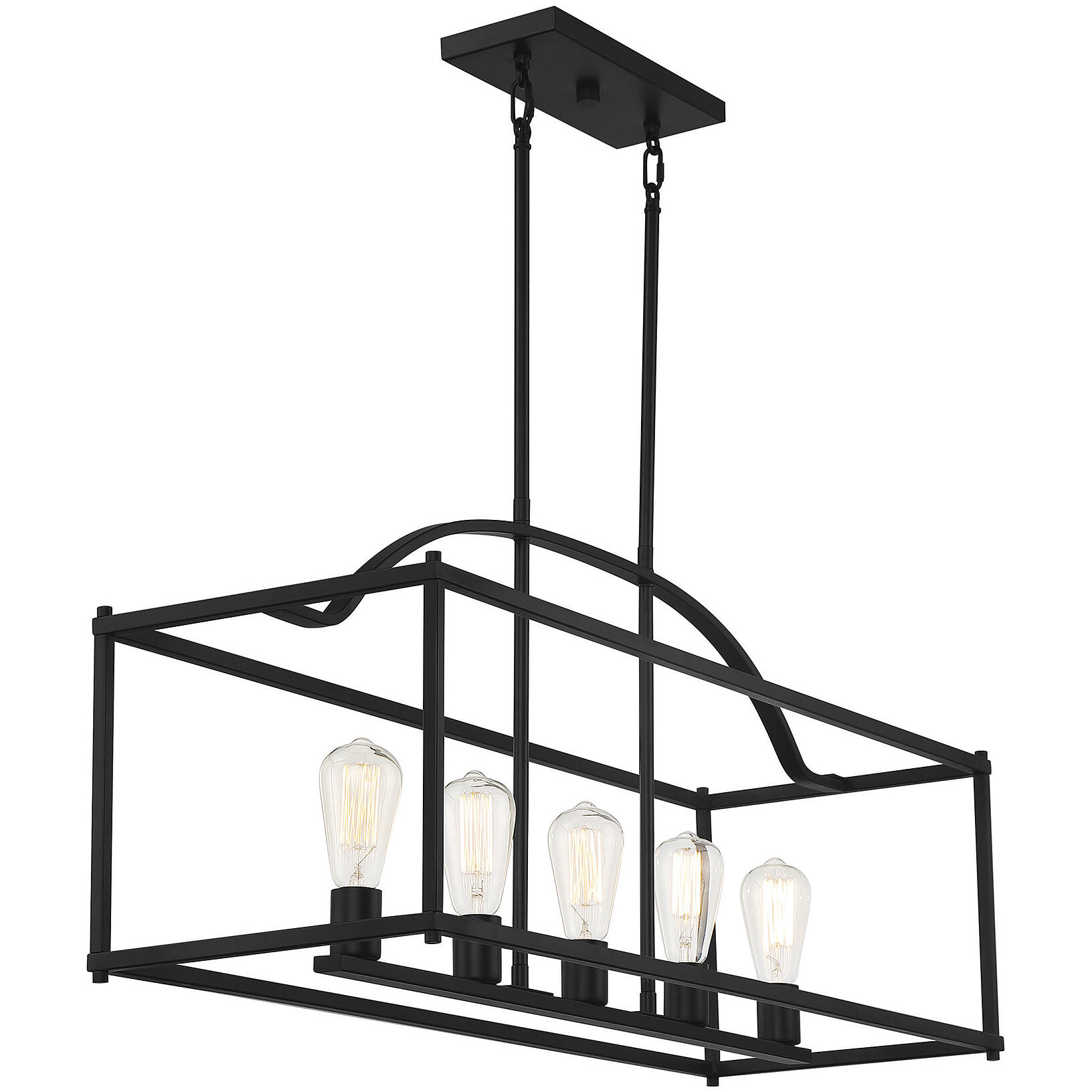 Palladian 5 Light 38 inch Matte Black Linear Chandelier Ceiling Light, Essentials