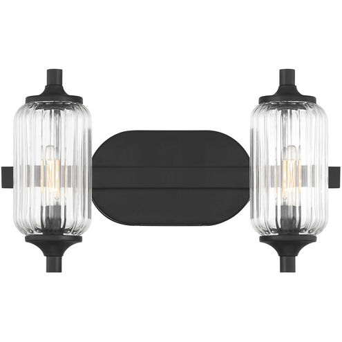 Holton 2 Light 16 inch Matte Black Bathroom Vanity Light Wall Light