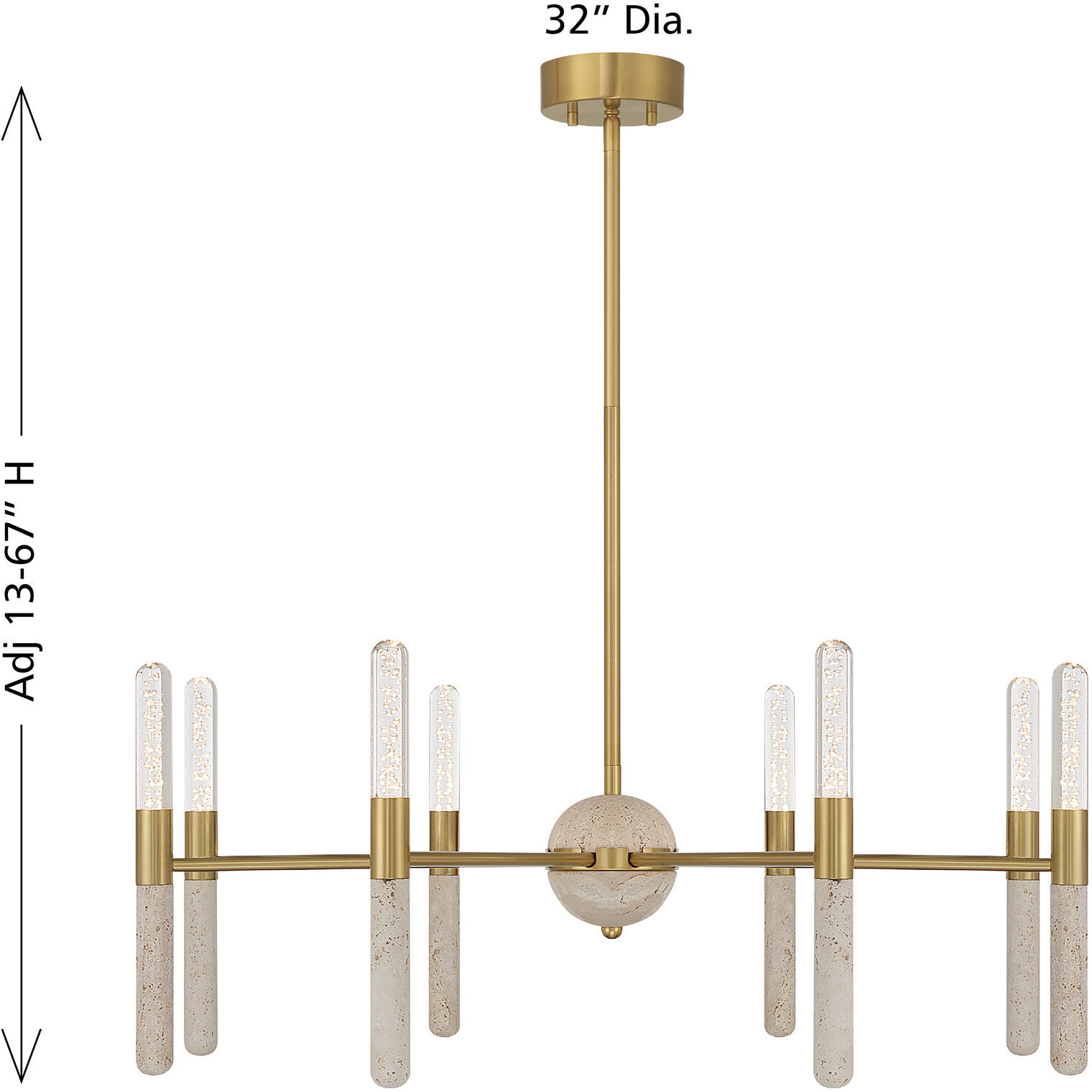 Linden LED 32 inch Warm Brass Chandelier Ceiling Light