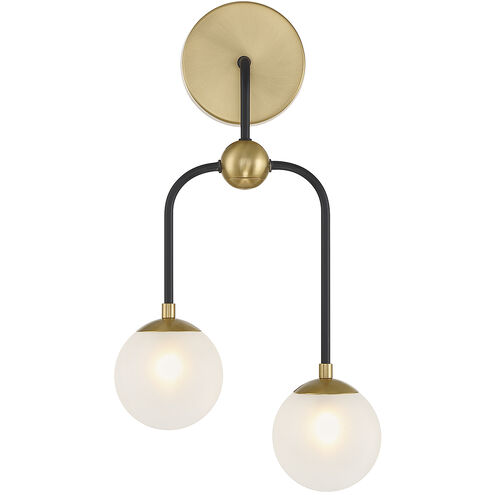 Couplet 2 Light 10.75 inch Black with Warm Brass Accents Wall Sconce Wall Light