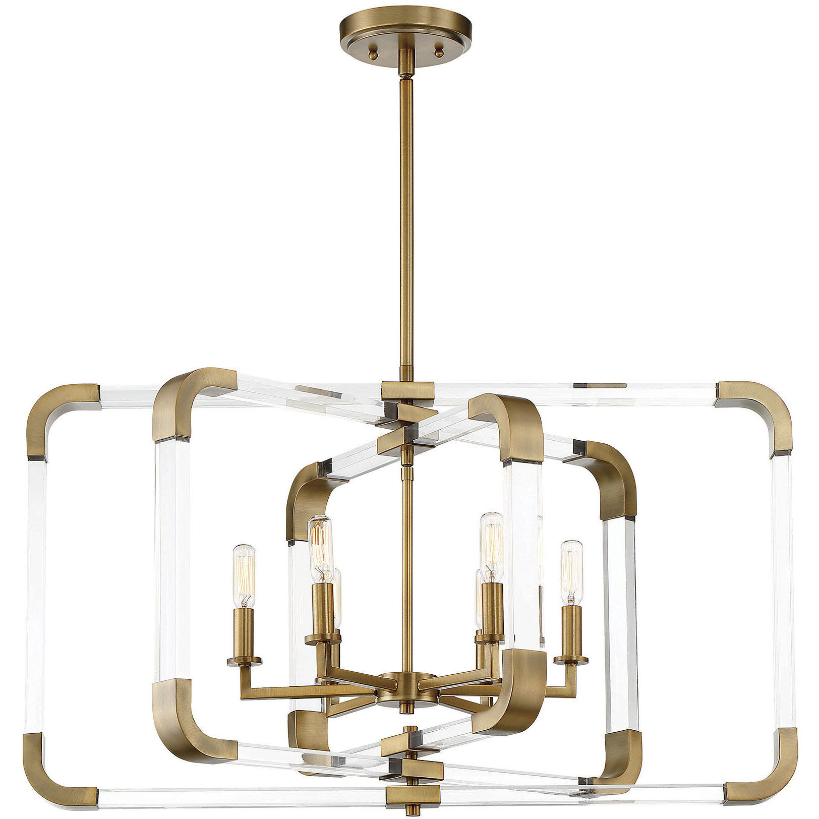 Rotterdam 6 Light 24.75 inch Warm Brass Pendant Ceiling Light, Essentials