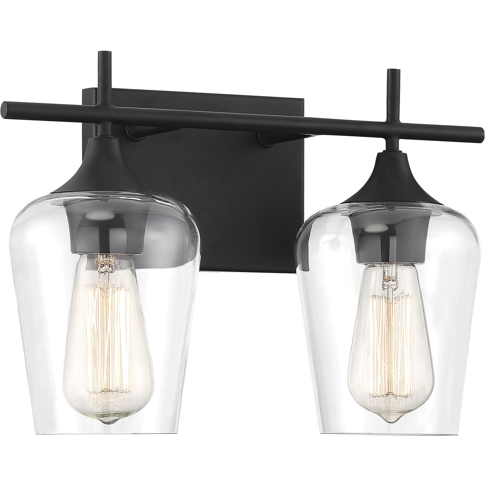 Octave 2 Light 13.75 inch Black Bathroom Vanity Light Wall Light, Essentials