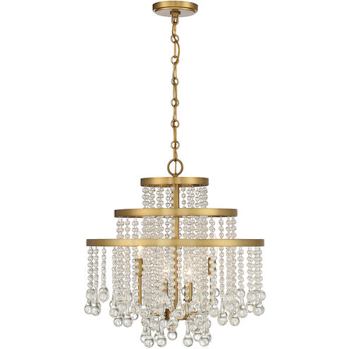 Luna 4 Light 20 inch Warm Brass Chandelier Ceiling Light