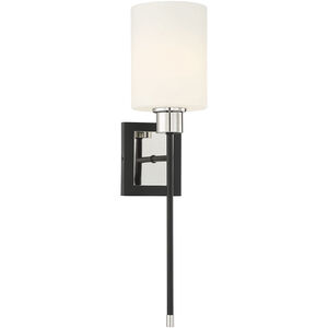 Alvara 1 Light 6 inch Black with Polished Nickel Accents Wall Sconce Wall Light in Matte Black with Polished Nickel, Essentials