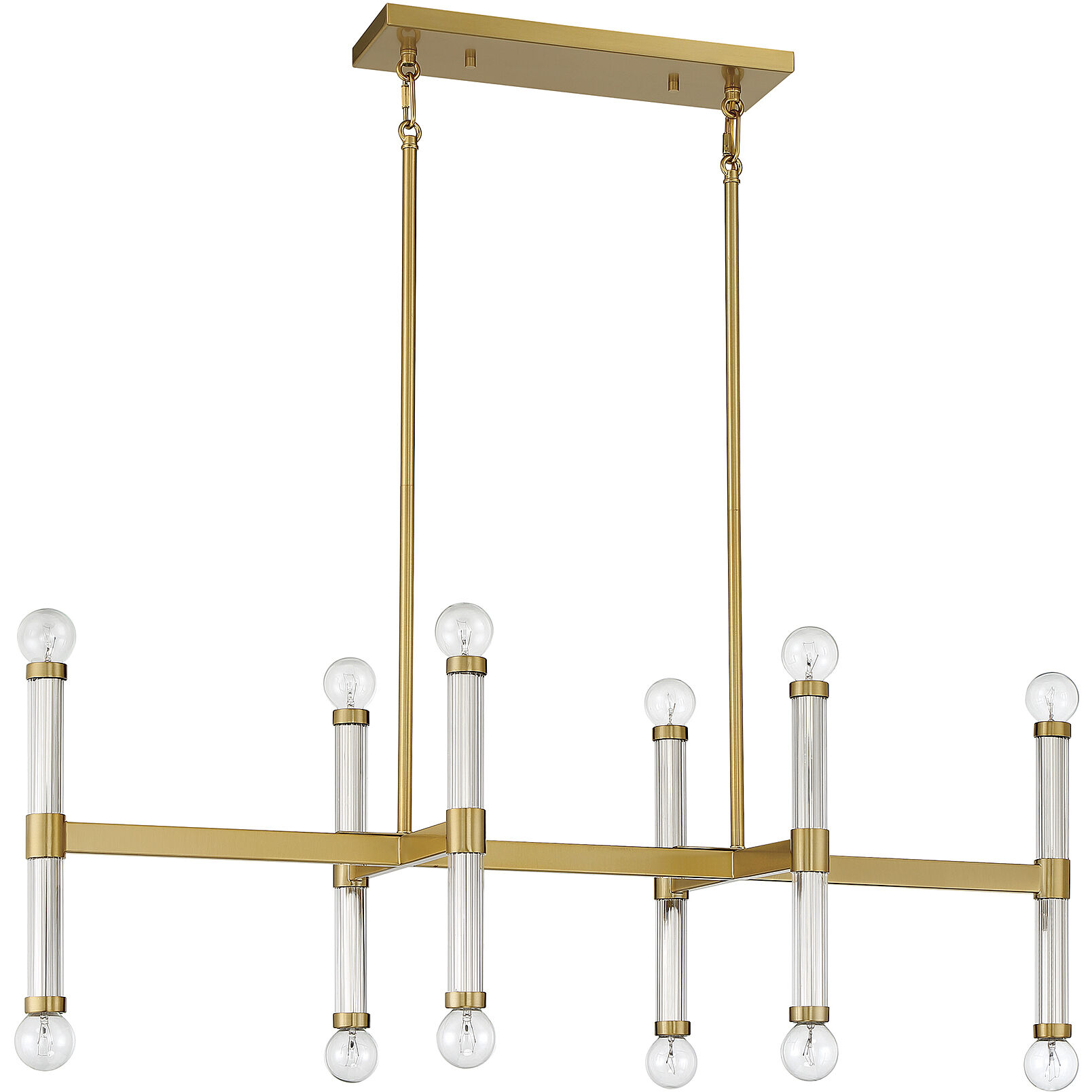 Kingsburg 12 Light 38 inch Warm Brass Linear Chandelier Ceiling Light