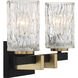 Keene 2 Light 15 inch Matte Black with Warm Brass Accents Bathroom Vanity Light Wall Light, Lighting One