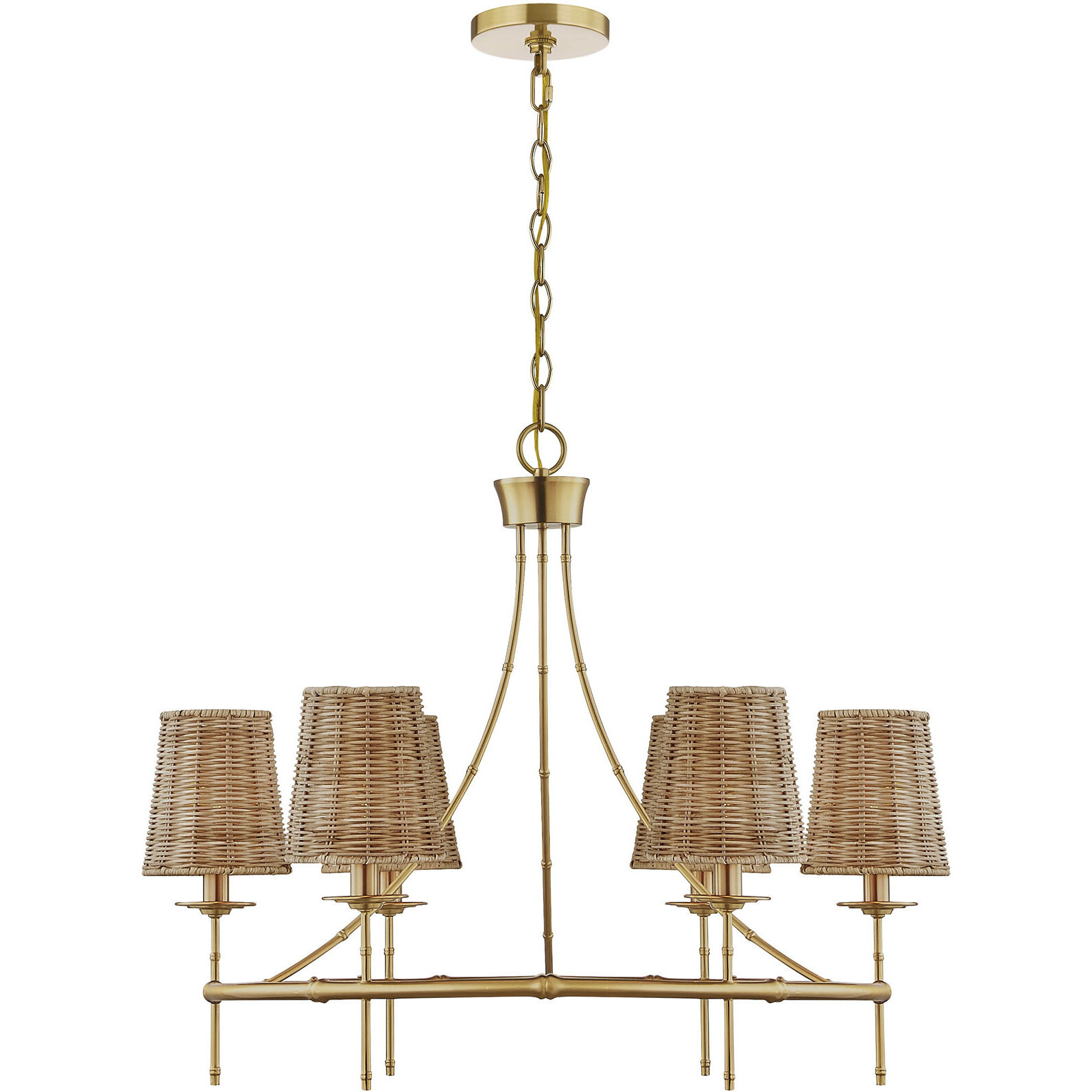 Ashbury 6 Light 30 inch Warm Brass Chandelier Ceiling Light
