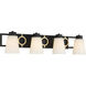 Russo 4 Light 32 inch Matte Black with Warm Brass Accents Bathroom Vanity Light Wall Light, Lighting One