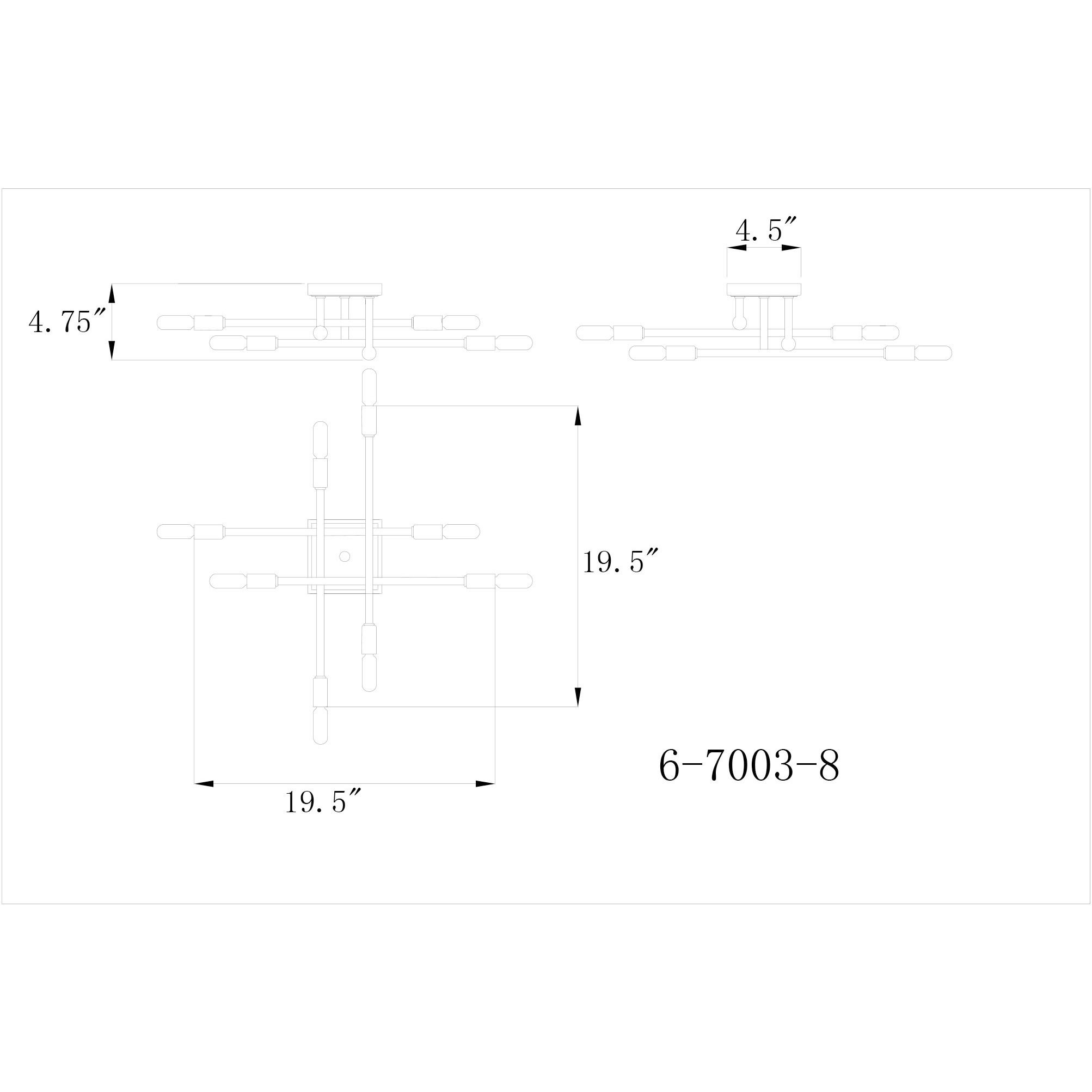 Lyrique 8 Light 19.5 inch Matte Black Semi-Flush Ceiling Light