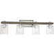 Halifax 4 Light 36 inch Satin Nickel with Gray Wood Bathroom Vanity Light Wall Light in Satin Nickel/Gray Wood