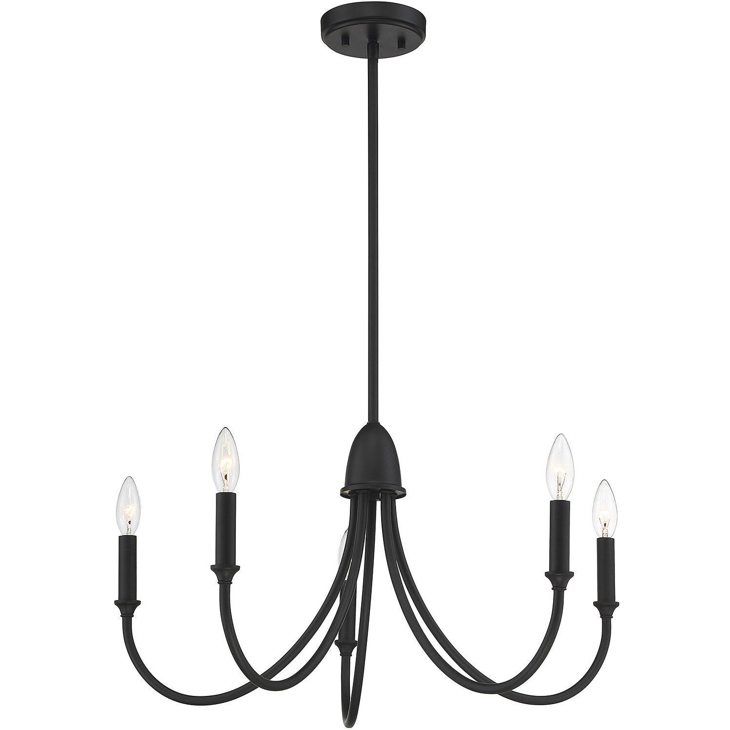 Cameron 5 Light 29 inch Matte Black Chandelier Ceiling Light, Essentials