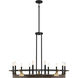 Icarus 10 Light 42 inch Burnished Brass with Walnut Chandelier Ceiling Light, Lighting One