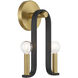 Archway 2 Light 9 inch Matte Black with Warm Brass ADA Wall Sconce Wall Light