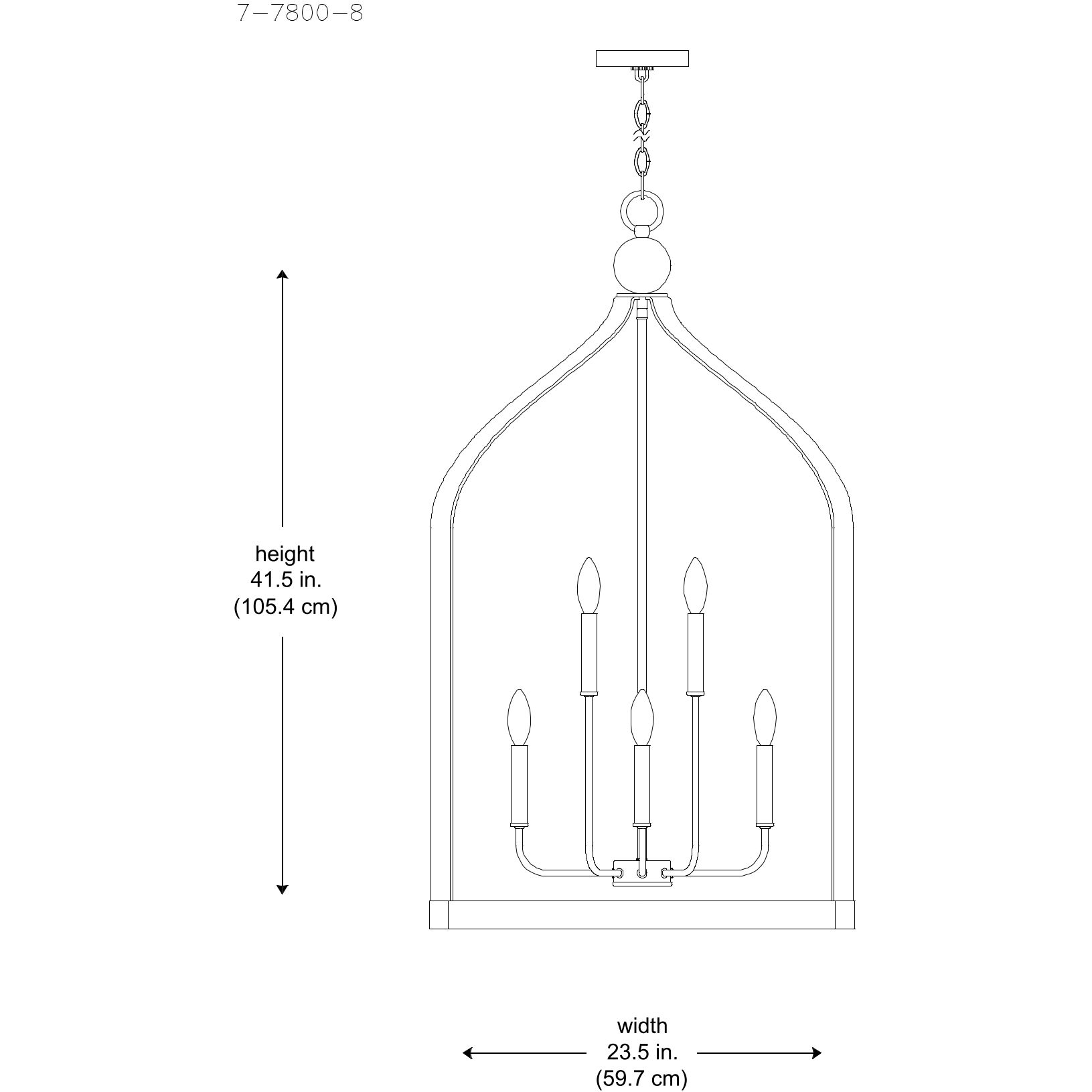 Sheffield 8 Light 23.5 inch Black with Warm Brass Accents Pendant Ceiling Light