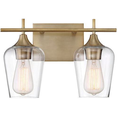 Octave 2 Light 13.75 inch Warm Brass Bathroom Vanity Light Wall Light, Essentials