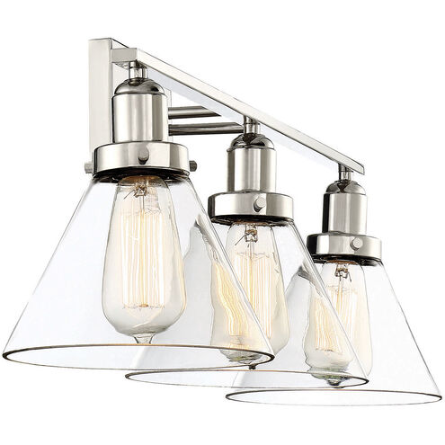 Drake 3 Light 28.5 inch Polished Nickel Bathroom Vanity Light Wall Light, Essentials