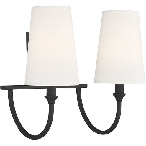 Cameron 2 Light 15 inch Matte Black Bathroom Vanity Light Wall Light, Essentials