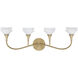 Florena 4 Light 30.5 inch Noble Brass Bathroom Vanity Light Wall Light