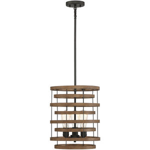 Blaine 3 Light 13 inch Natural Walnut with Black Accents Pendant Ceiling Light