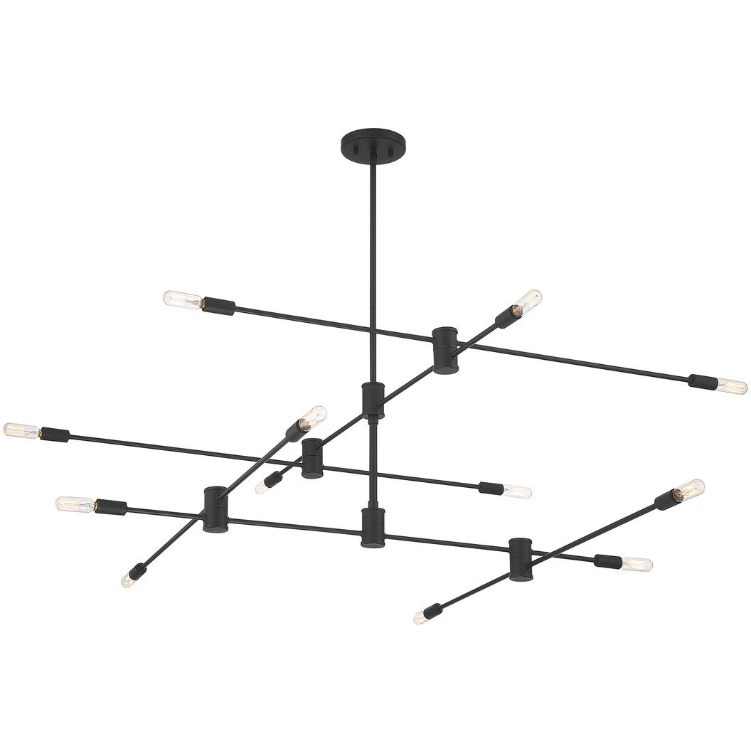 Lyrique 12 Light 54.25 inch Matte Black Chandelier Ceiling Light