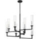 Folsom 8 Light 28 inch Matte Black with Polished Chrome Accents Chandelier Ceiling Light, Adjustable