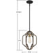 Westwood 1 Light 10 inch Barrelwood / Brass Accents Mini Pendant Ceiling Light