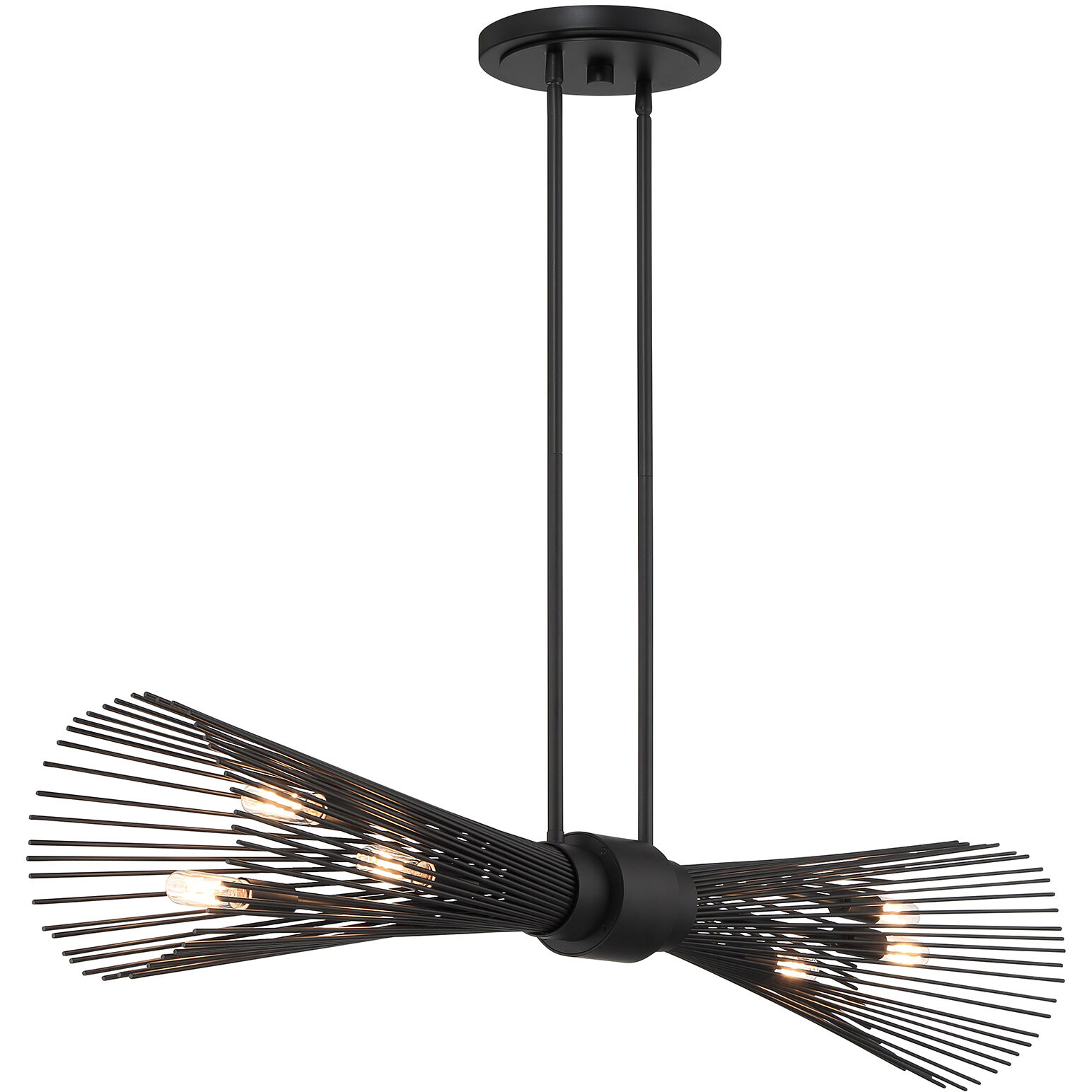 Longfellow 6 Light 42 inch Matte Black Linear Chandelier Ceiling Light