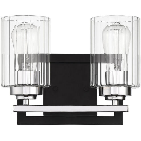 Redmond 2 Light 12 inch Matte Black with Polished Chrome Accents Vanity Light Wall Light
