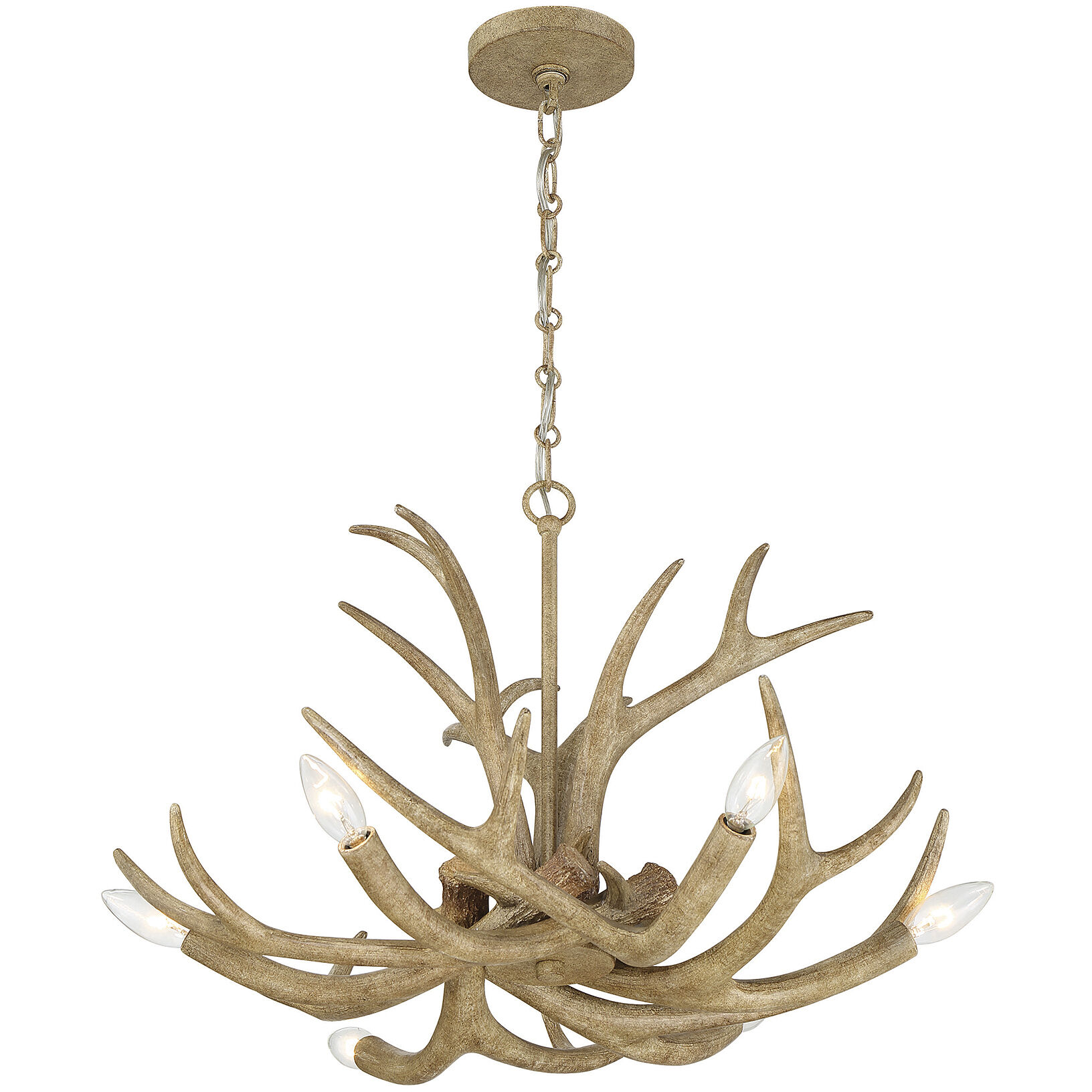 Daniels 6 Light 24 inch Natural Antler Chandelier Ceiling Light