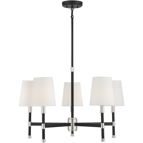 Brody 5 Light 28 inch Matte Black with Polished Nickel Accents Chandelier Ceiling Light, Essentials