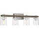 Halifax 4 Light 36 inch Satin Nickel with Gray Wood Bathroom Vanity Light Wall Light in Satin Nickel/Gray Wood