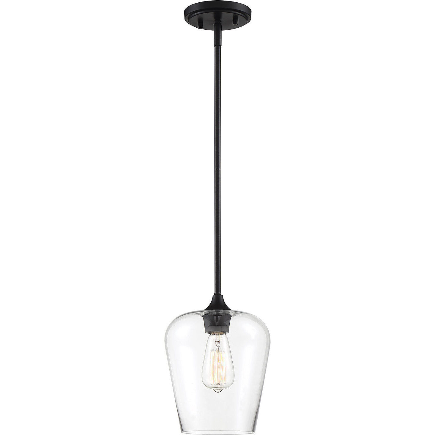 Octave 1 Light 8 inch Black Pendant Ceiling Light, Essentials