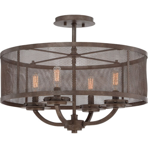 Nouvel 4 Light 20 inch Galaxy Bronze Semi-Flush Ceiling Light, Convertible