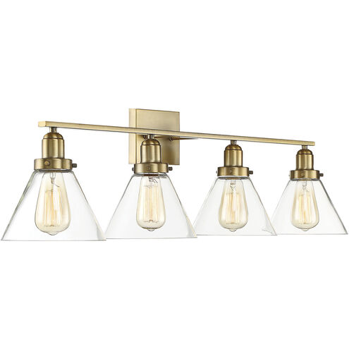 Drake 4 Light 38 inch Warm Brass Bathroom Vanity Light Wall Light, Essentials