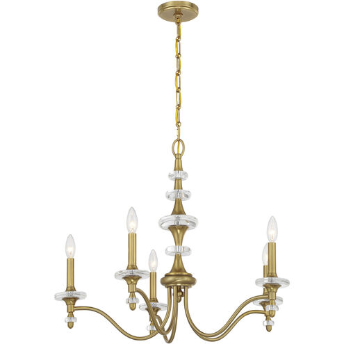 Champlain 5 Light 28 inch Warm Brass Chandelier Ceiling Light