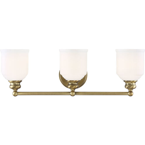 Melrose 3 Light 24 inch Warm Brass Vanity Light Wall Light, Essentials