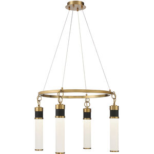 Abel LED 26 inch Black with Warm Brass Accents Chandelier Ceiling Light