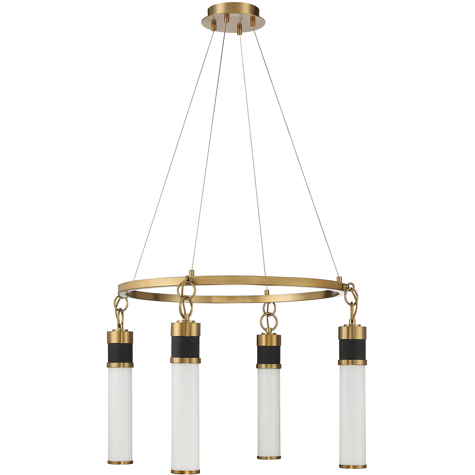 Abel LED 26 inch Matte Black with Warm Brass Accents Chandelier Ceiling Light