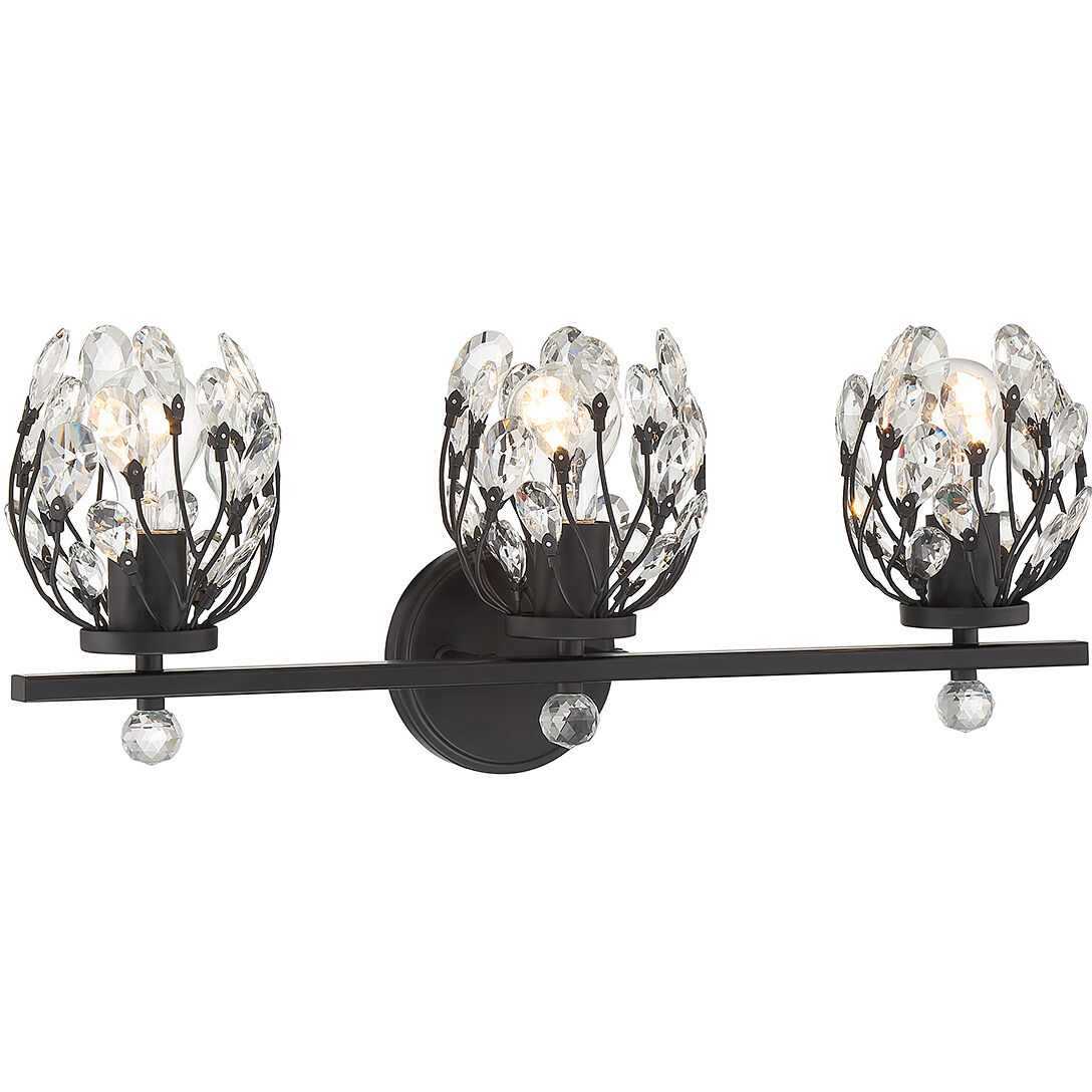 Moreno 3 Light 23.5 inch Black Bathroom Vanity Light Wall Light