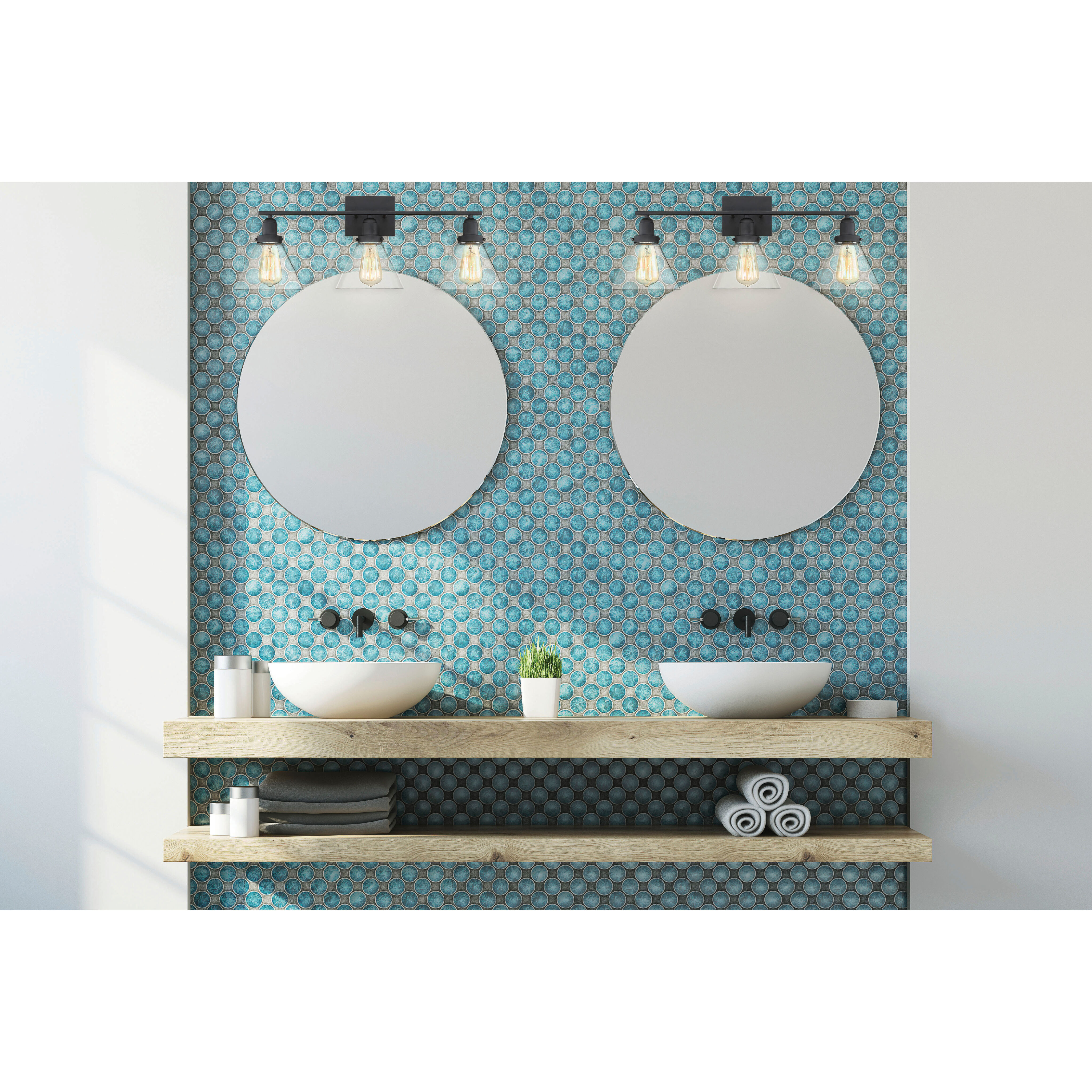 Drake 4 Light 38 inch Black Bathroom Vanity Light Wall Light, Essentials