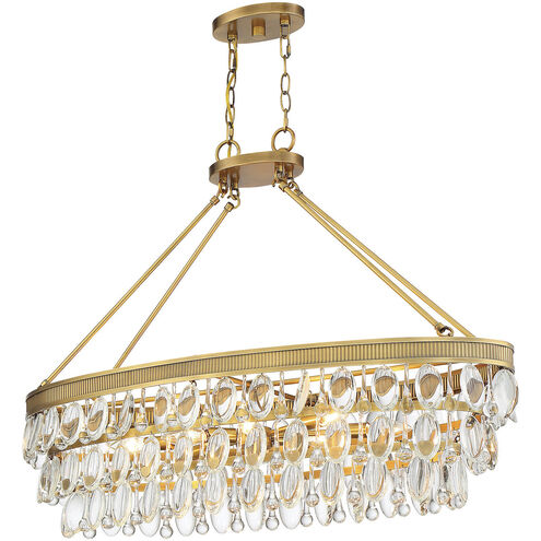 Windham 8 Light 38 inch Warm Brass Linear Chandelier Ceiling Light